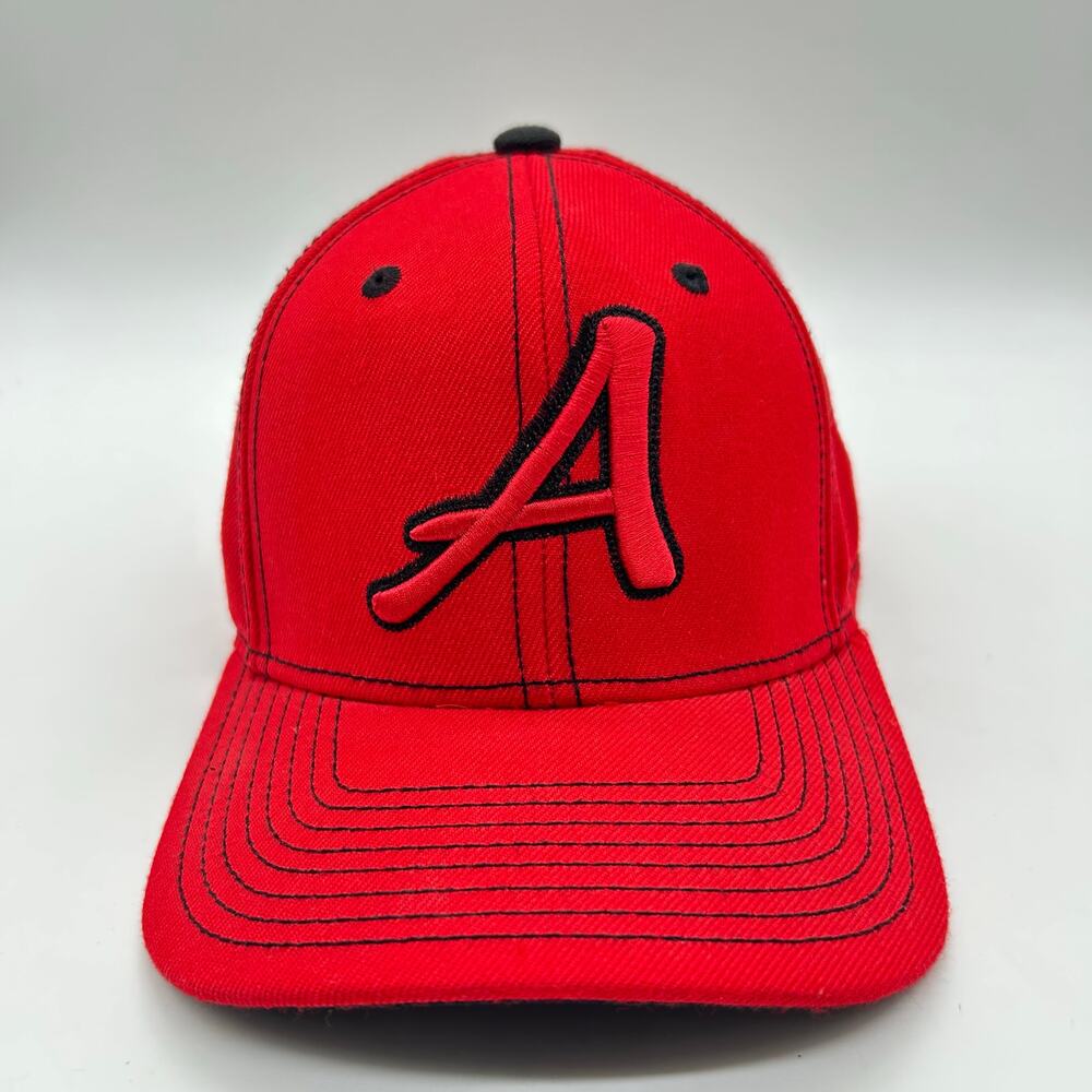 Preowned Adidas Climalite Stretch Fit Hat Red‎ Embroidered A Logo One Size